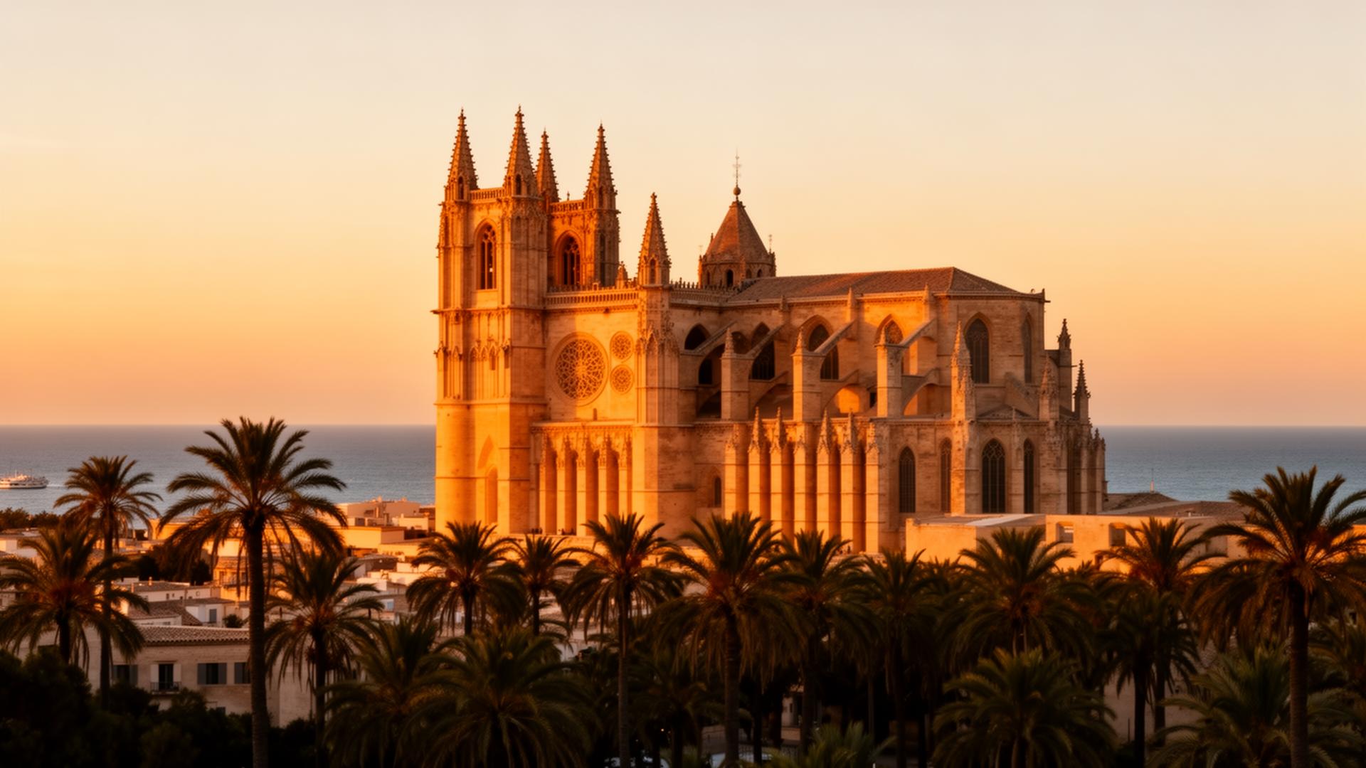 Palma de Mallorca cathedral at golden hour