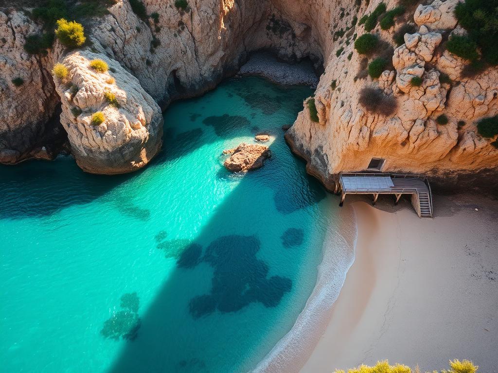 Hidden cove with turquoise water
